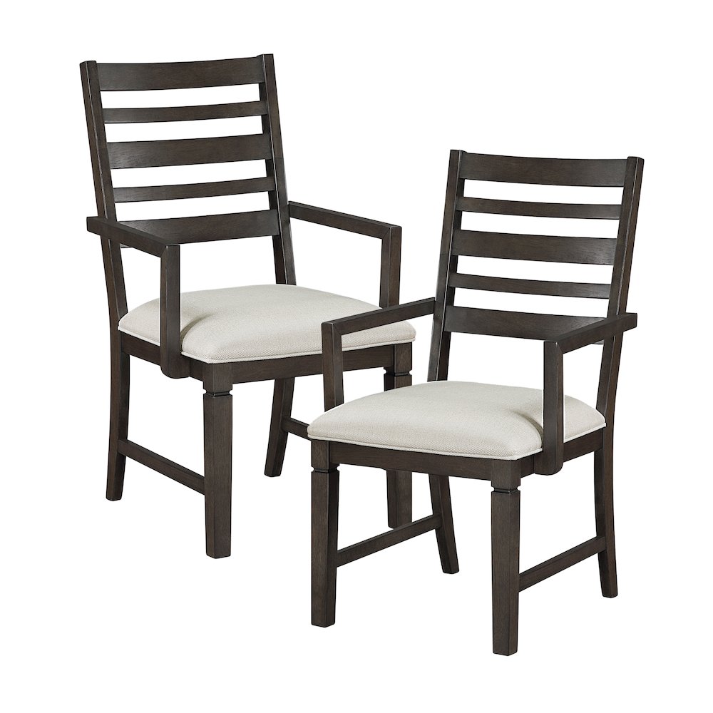 Victoria Asian Hardwood Dining Arm Chair, Set of 2 in Dark Espresso