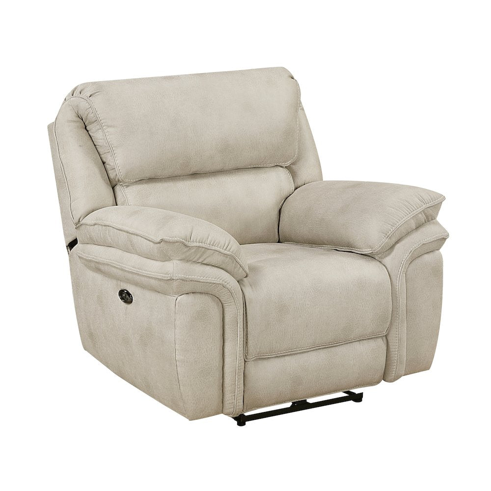 Proctor Microfiber 3pc Set: Sofa, Love, Chair (Power) in Sand
