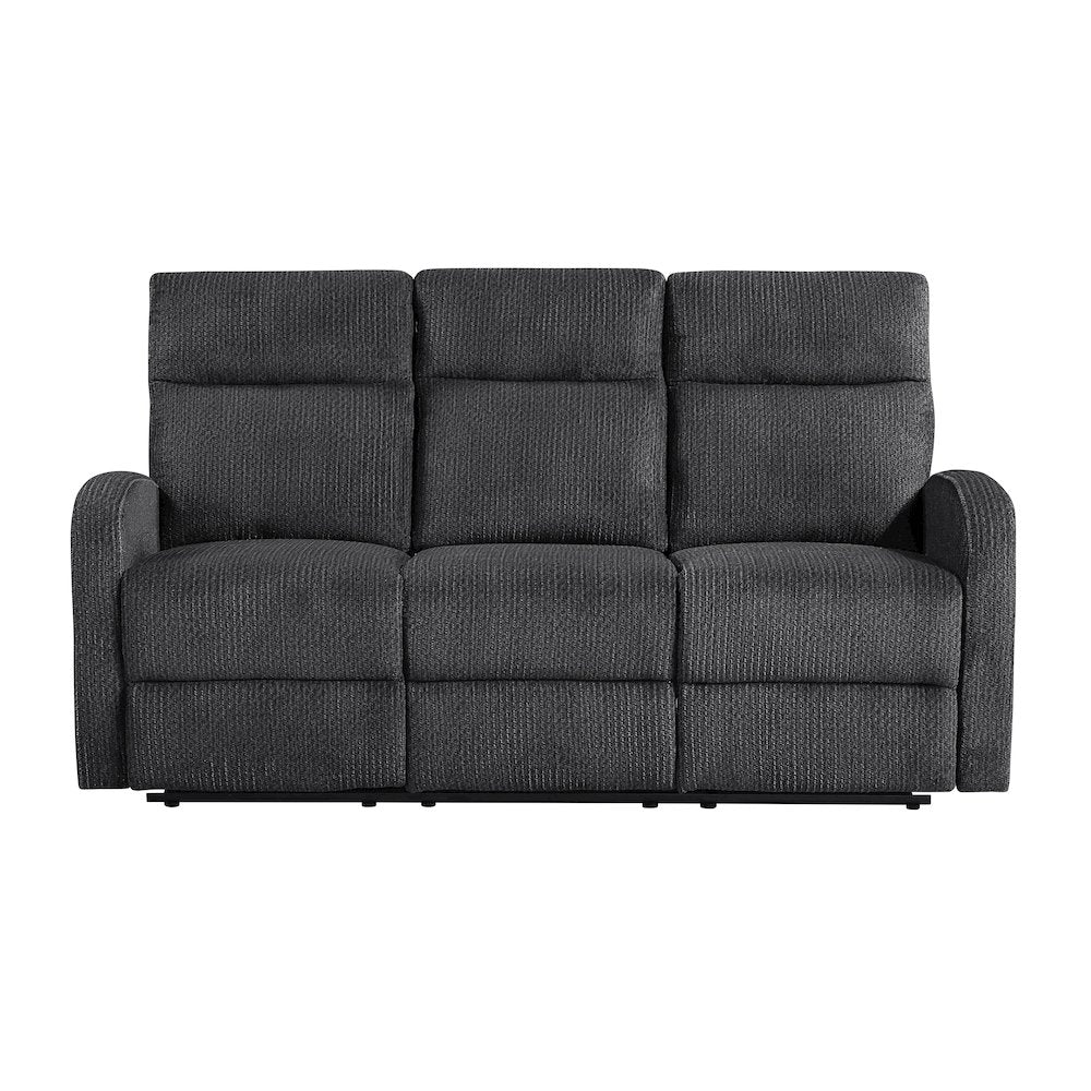 Allen Microfiber Double Reclining Sofa in Dark Gray