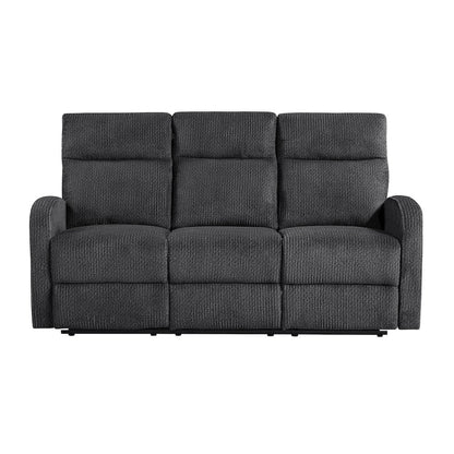 Allen Microfiber Double Reclining Sofa in Dark Gray