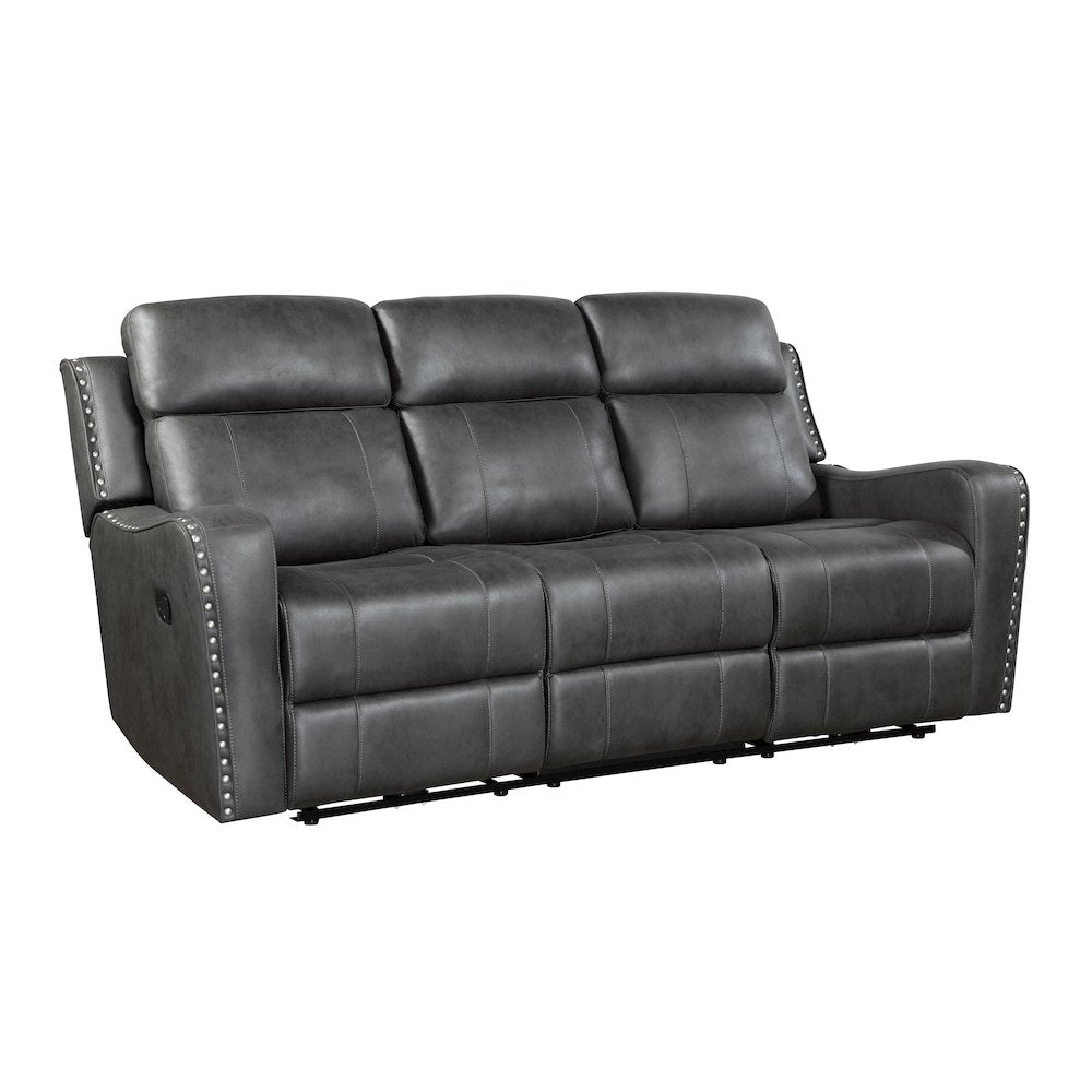 Kellen Microfiber 3pc Set: Sofa, Love, Chair in Smoky Gray