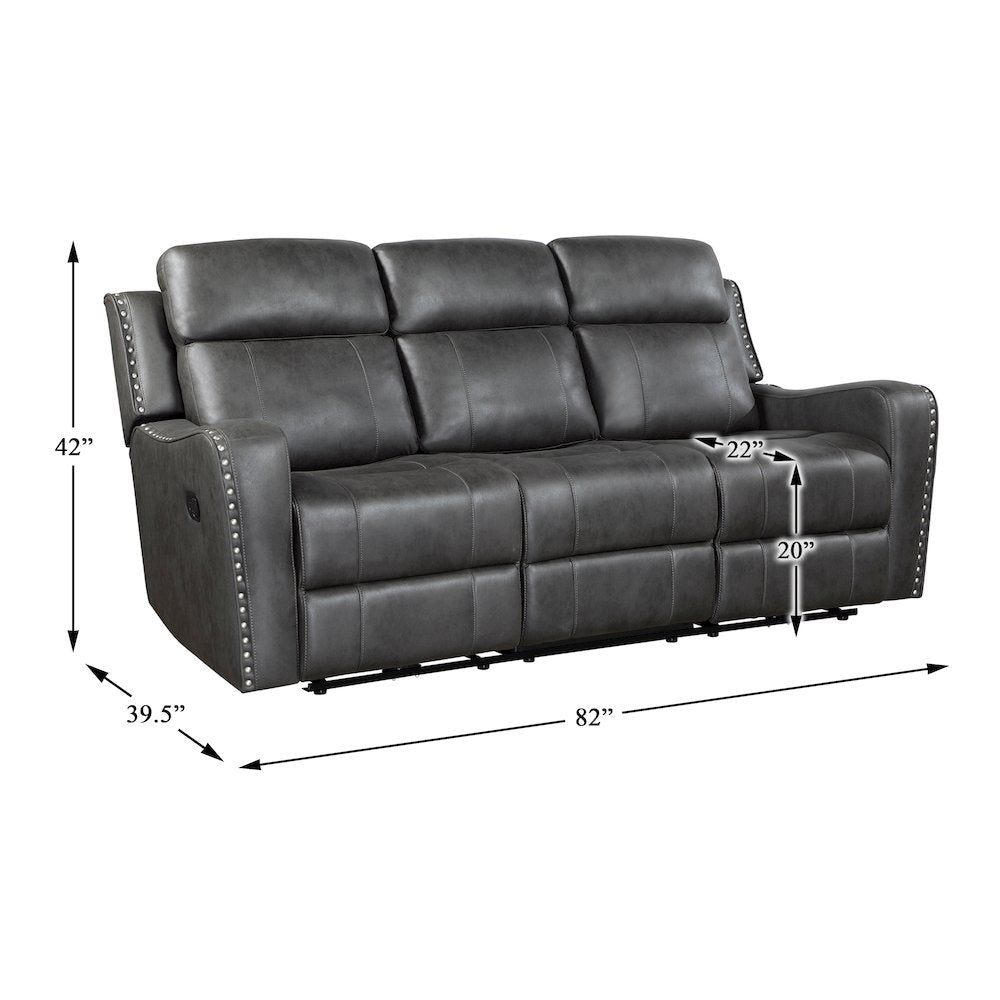 Kellen Microfiber 3pc Set: Sofa, Love, Chair in Smoky Gray