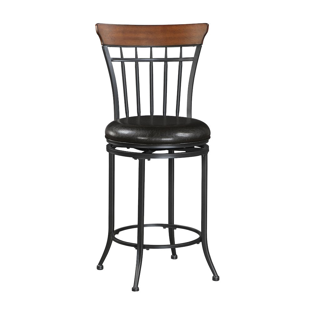 Ira Faux Leather Swivel Counter Height Chair in Brown