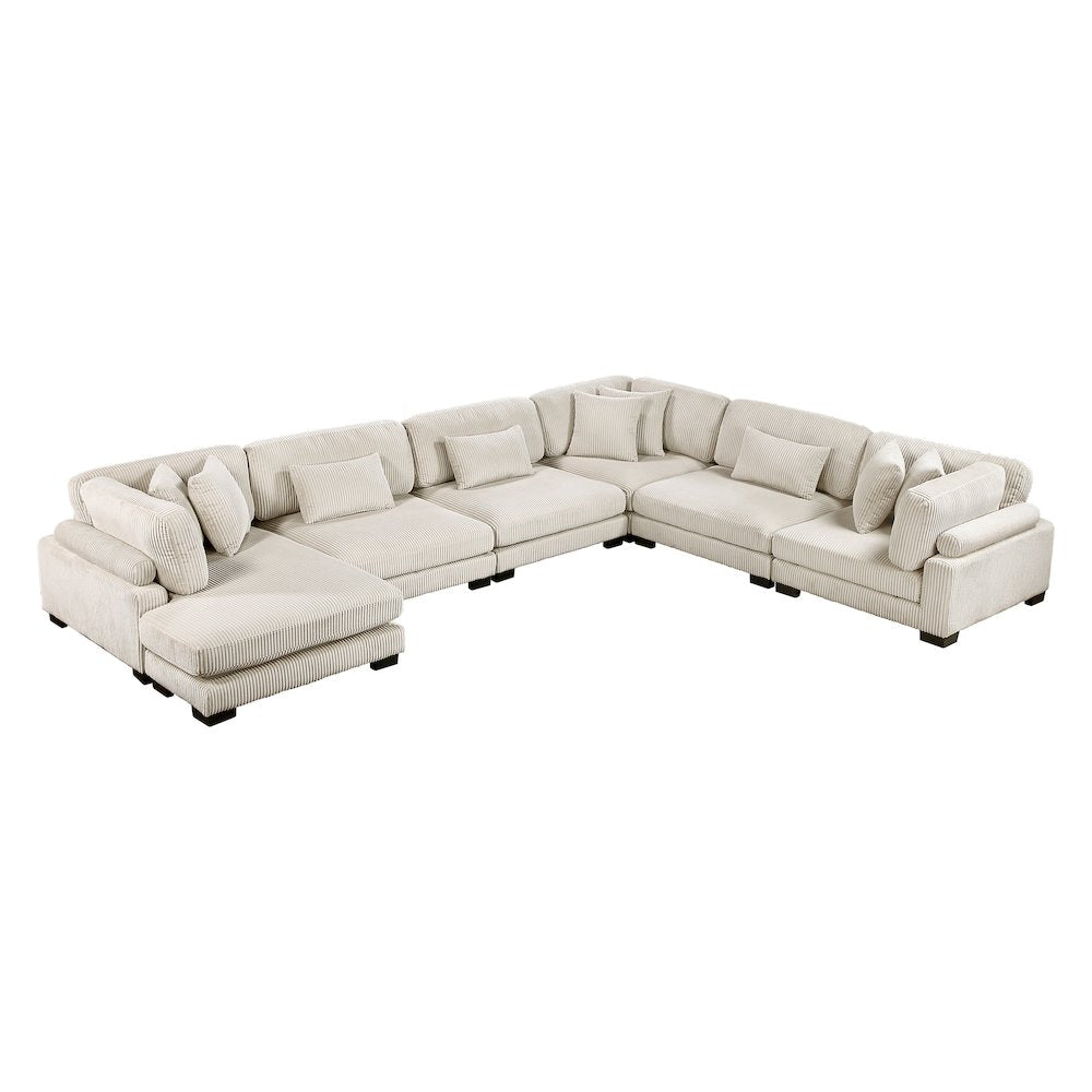 Traverse Corduroy 6-Piece Modular Sectional with chaise in Beige