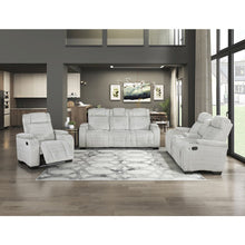 Ronan Microfiber 3pc Set: Sofa, Love, Chair in Light Gray