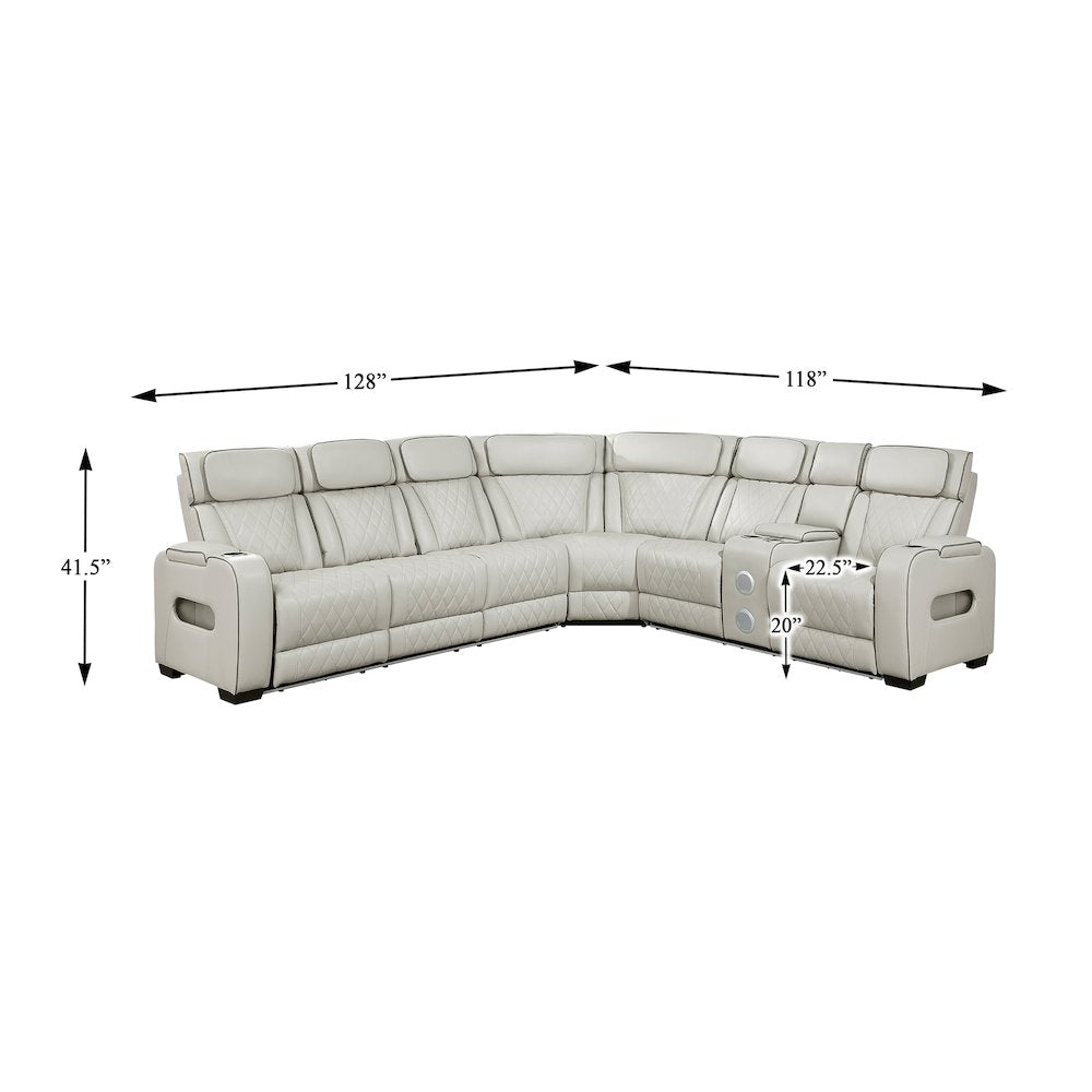 Fairway Faux Leather 3-Piece Power Reclining Sectional in Taupe