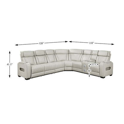 Fairway Faux Leather 3-Piece Power Reclining Sectional in Taupe