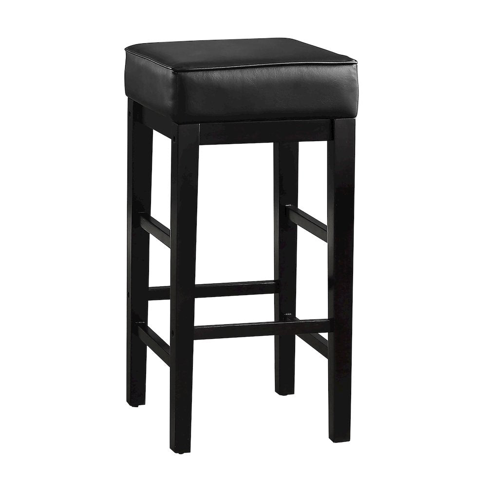 Pittsville Solid Wood 29" Height Square Stool, Set of 2 in Black