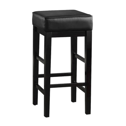 Pittsville Solid Wood 29" Height Square Stool, Set of 2 in Black