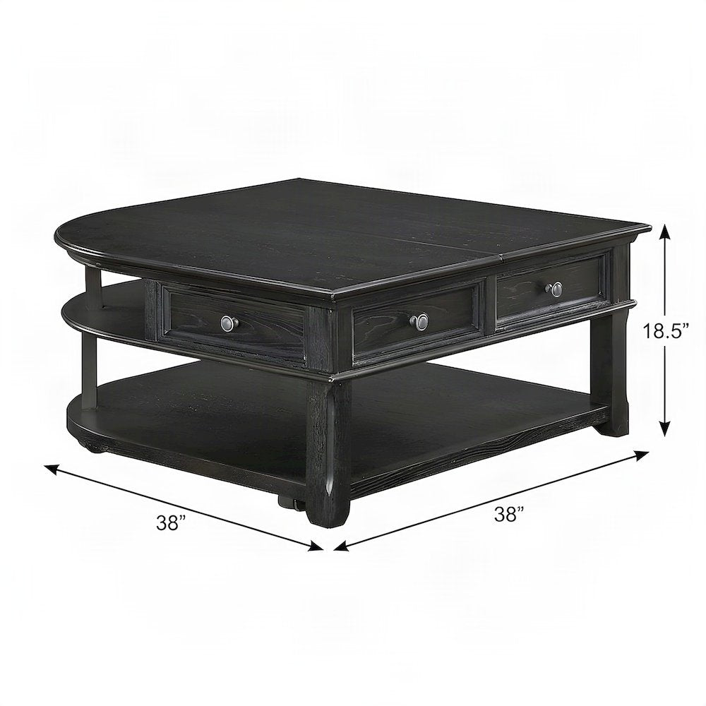 Muriel Pine Lift Top Coffee and Cocktail Table for Living Room, Charcoal