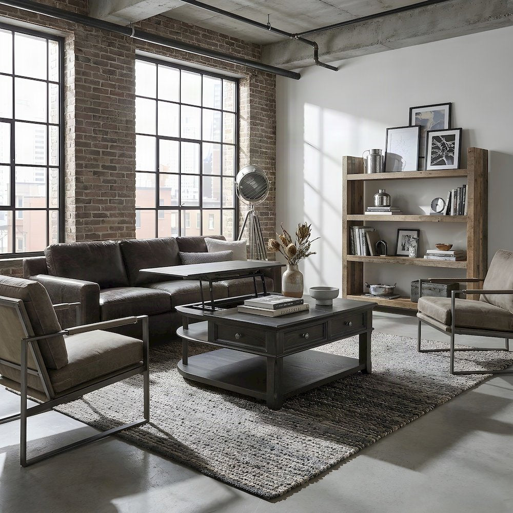 Muriel Pine Lift Top Coffee and Cocktail Table for Living Room, Charcoal