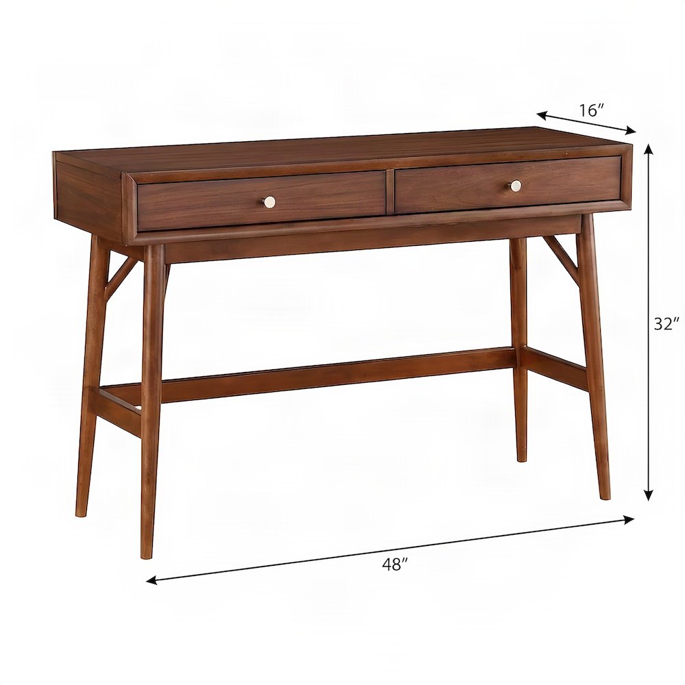 Rubberwood Console Sofa Table with Two Functional Drawers for Entryway, Brown