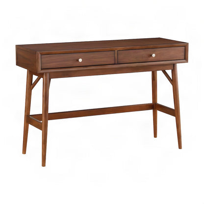 Rubberwood Console Sofa Table with Two Functional Drawers for Entryway, Brown