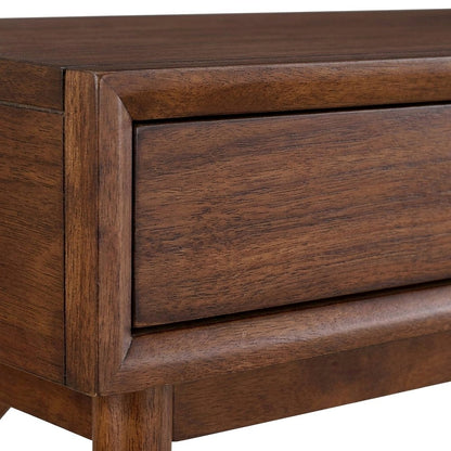 Rubberwood Console Sofa Table with Two Functional Drawers for Entryway, Brown