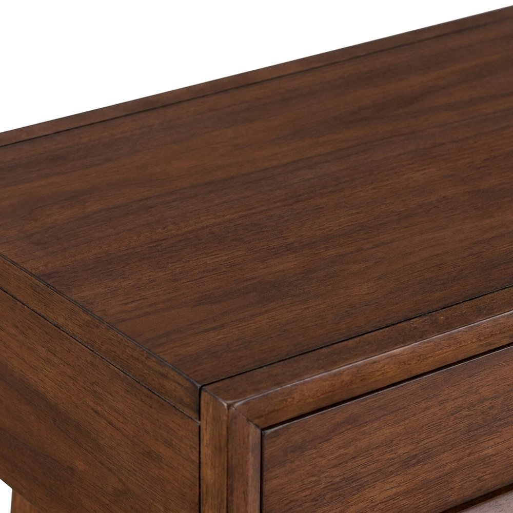 Rubberwood Console Sofa Table with Two Functional Drawers for Entryway, Brown