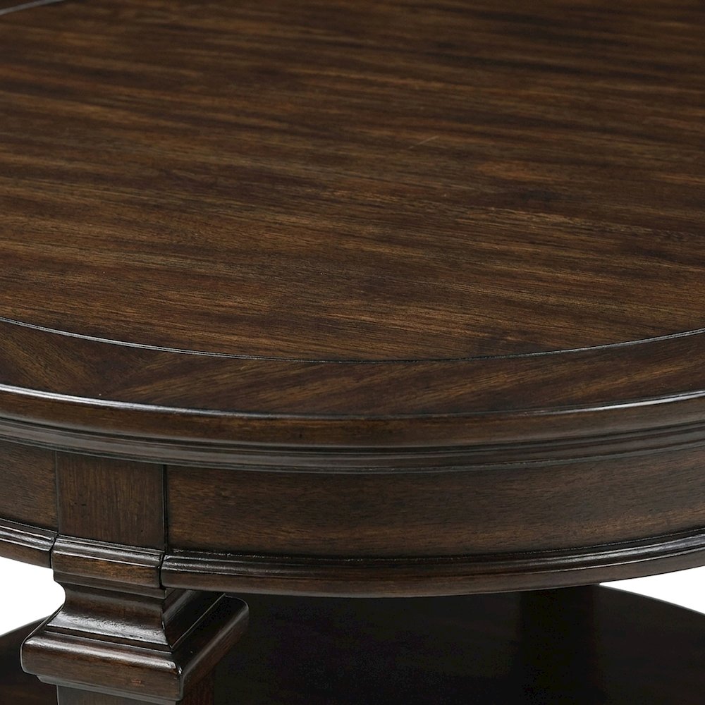 Poplar Wood Round Cocktail Table, Circle Coffee Table for Living Room, Espresso