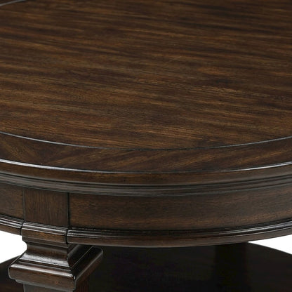 Poplar Wood Round Cocktail Table, Circle Coffee Table for Living Room, Espresso