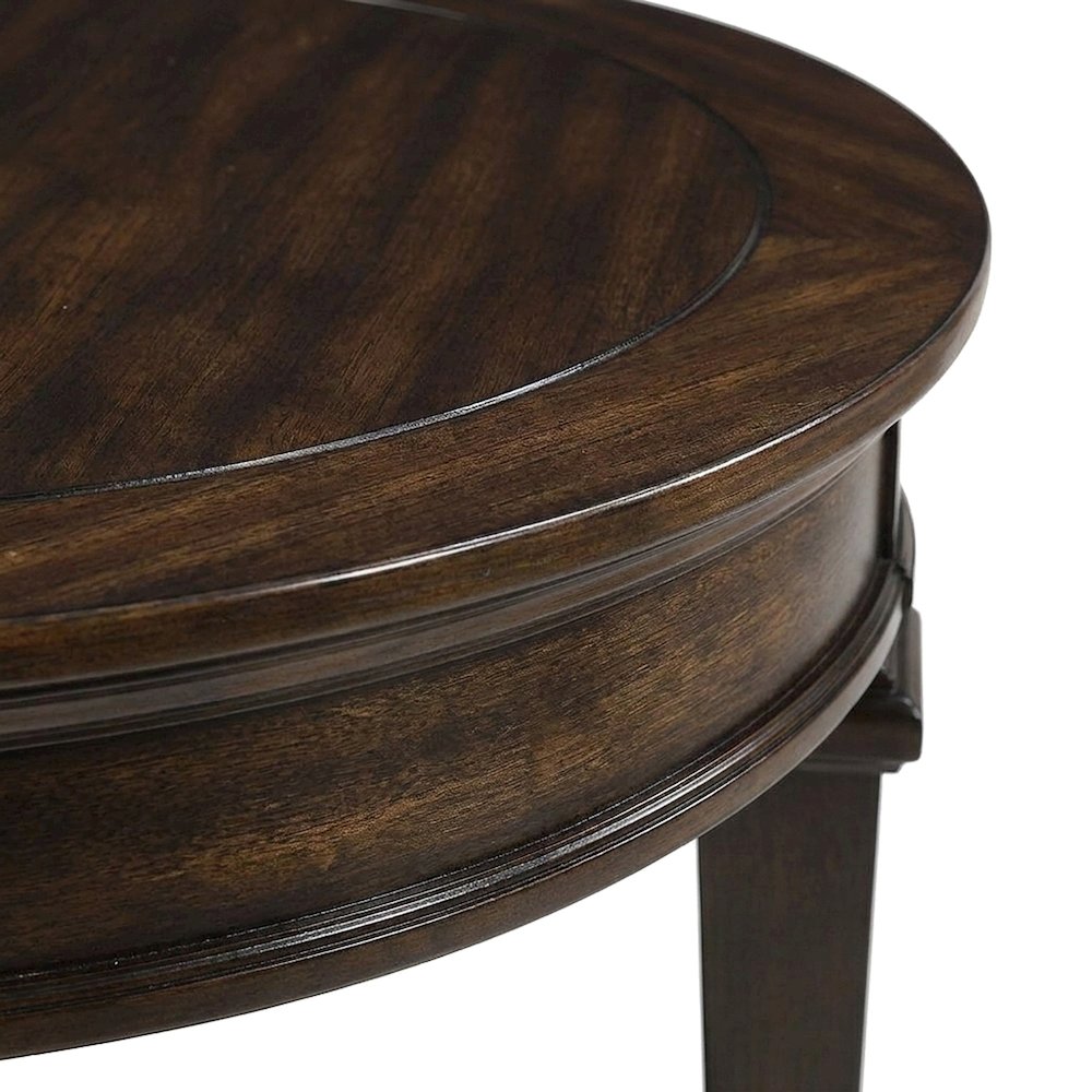 Tobias Poplar Wood Round End Table with Pedestal Base, Espresso