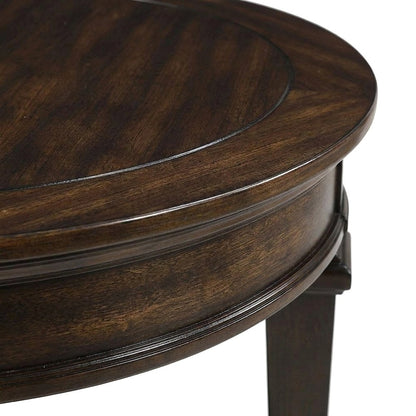 Tobias Poplar Wood Round End Table with Pedestal Base, Espresso