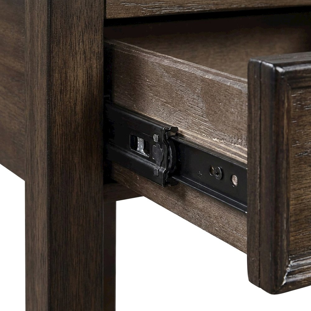 Poplar Wood End Table, Small Side Table for Living Room or Bedroom, Espresso