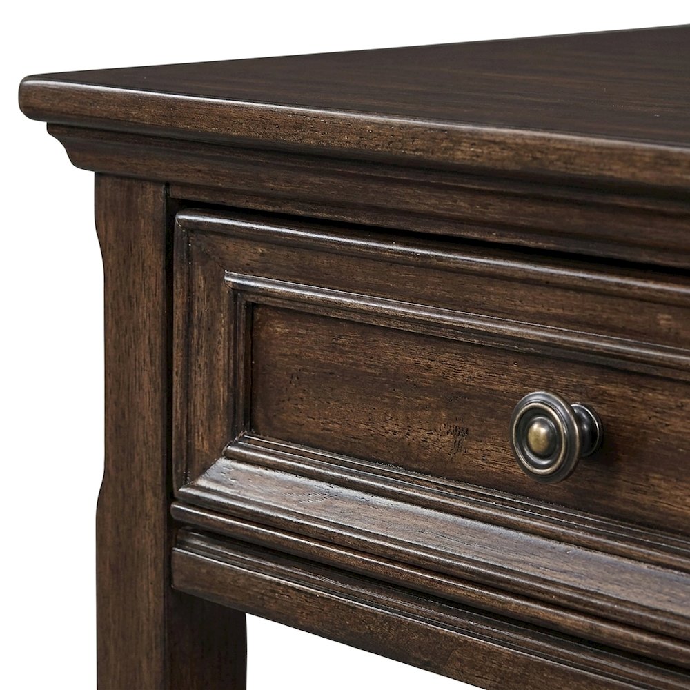 Poplar Wood End Table, Small Side Table for Living Room or Bedroom, Espresso