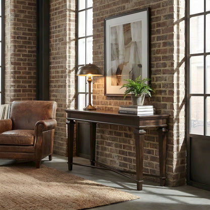 Poplar Sofa Table with Open Shelf, Narrow Console for Entryway, Espresso
