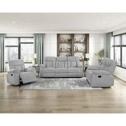Jules Chenille 3pc Set: Sofa, Love, Chair in Gray