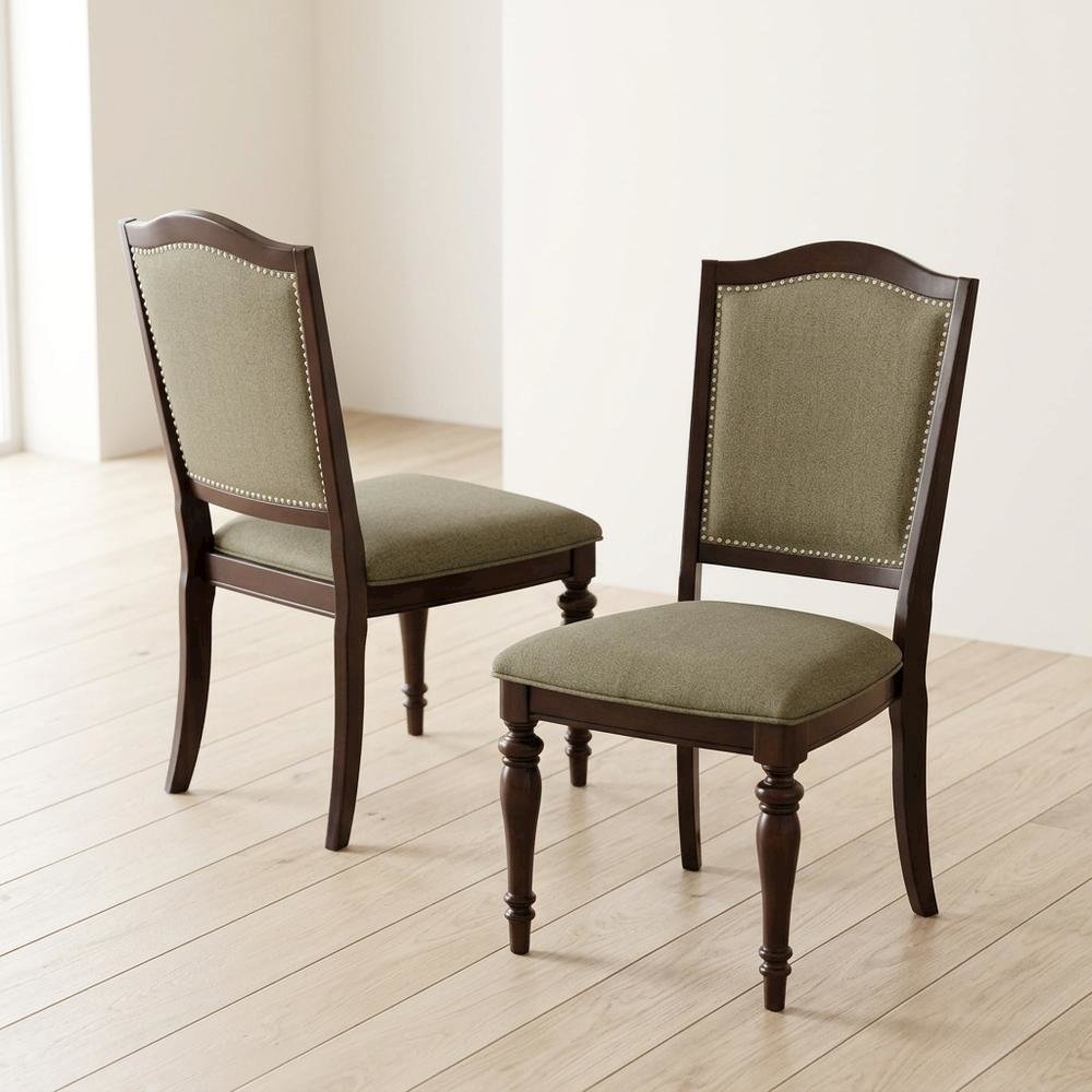 Marston Asian Hardwood High-Back Wood Dining Side Chairs, Dark Cherry, Set of 2