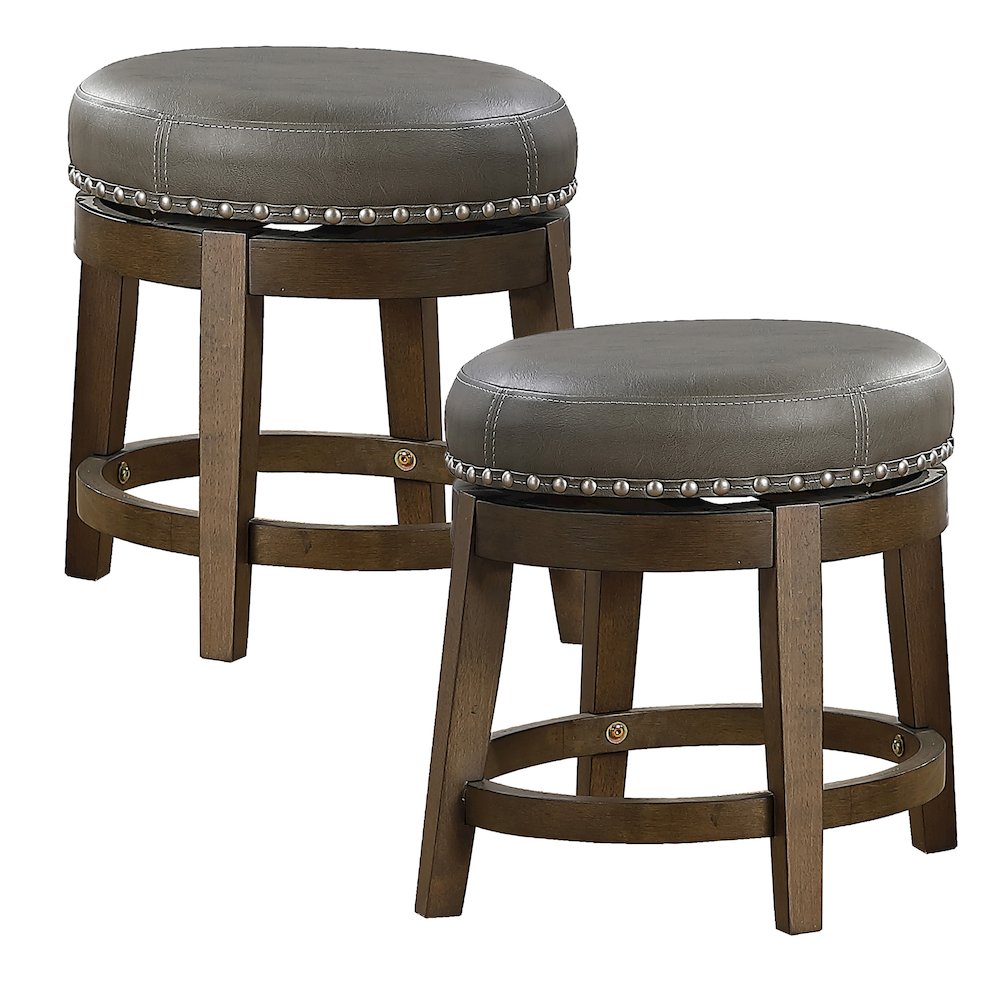 Westby Solid Wood 18" Round Swivel Stool, Set of 2 in Gray