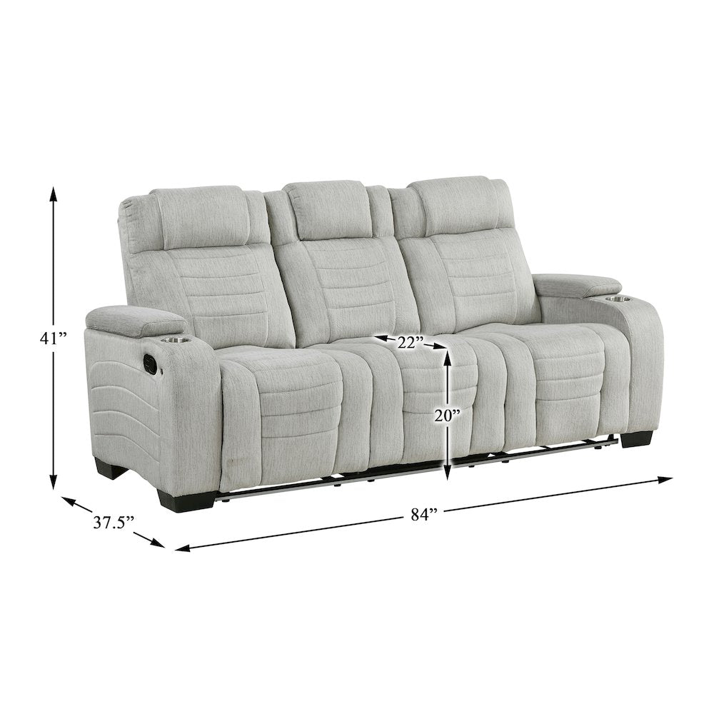Ronan Microfiber 3pc Set: Sofa, Love, Chair in Light Gray