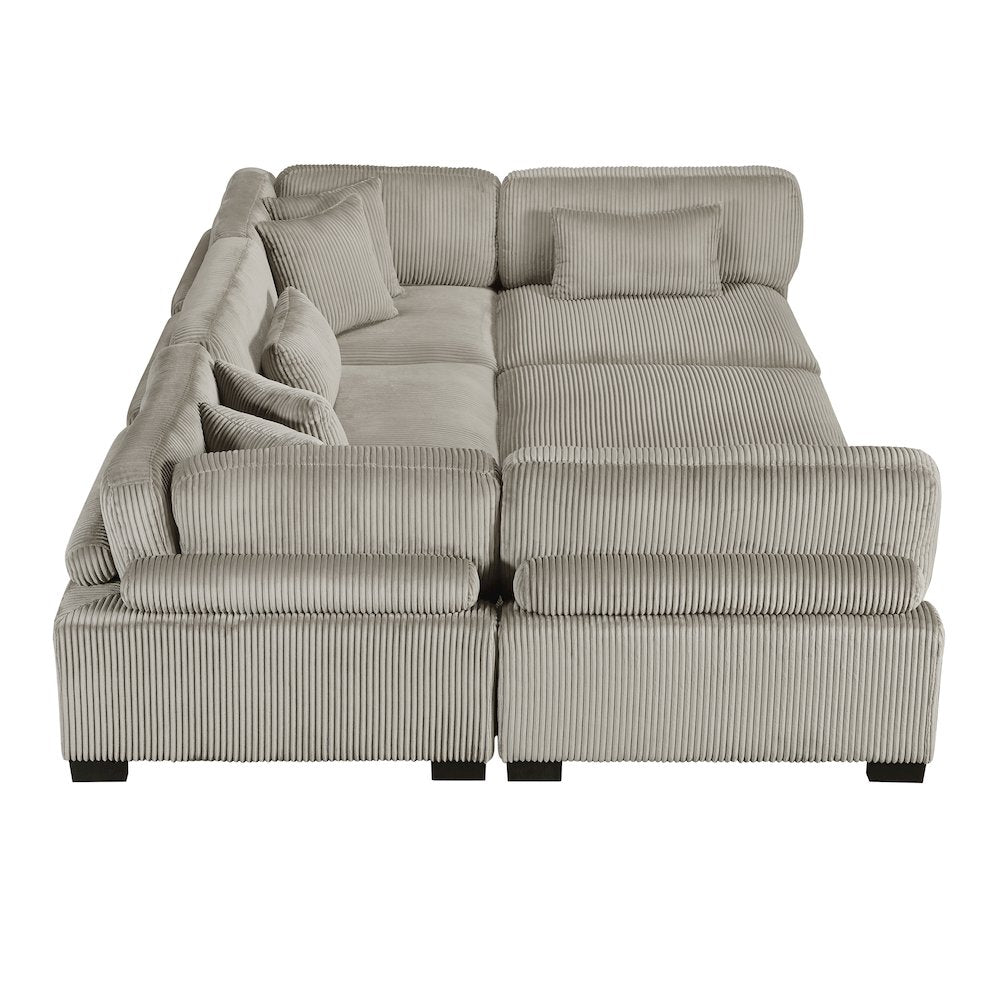 Traverse Corduroy 6-Piece Modular Sectional with Ottoman in Taupe