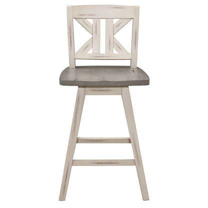 Amsonia Wood Swivel Counter Height Chair, set of 2 in Gray and White