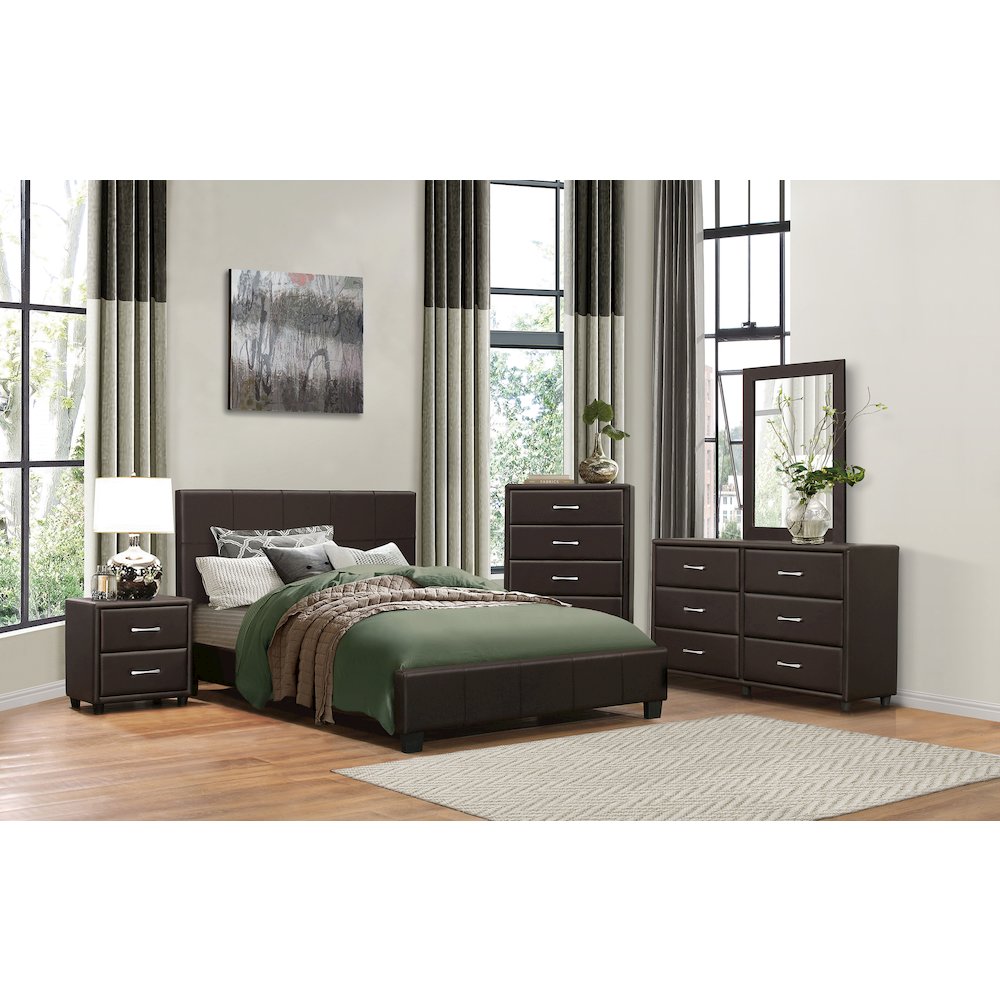Lorenzi Faux Leather Full Bed in Dark Brown