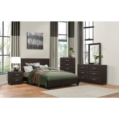 Lorenzi Faux Leather Full Bed in Dark Brown