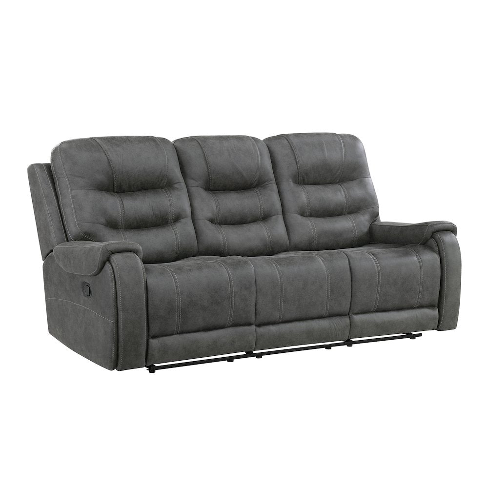 Oberon Microfiber 2pc Set: Sofa, Loveseat in Dark Gray