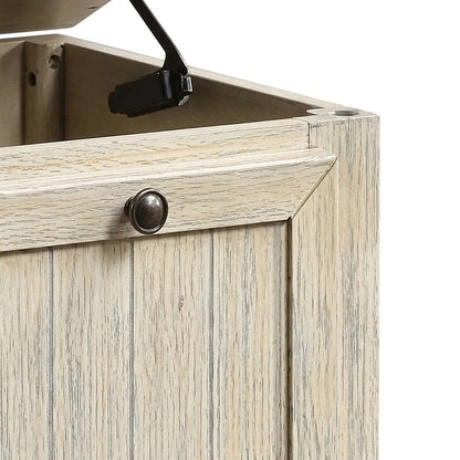 Textured Asian Hardwood Storage Bench for Entryway or Bedroom, Beige