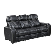 Apex Leather 2pc Set: Sofa, Love in Black