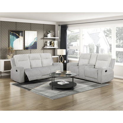 Benton Corduroy 2pc Set: Sofa, Love in Light Gray