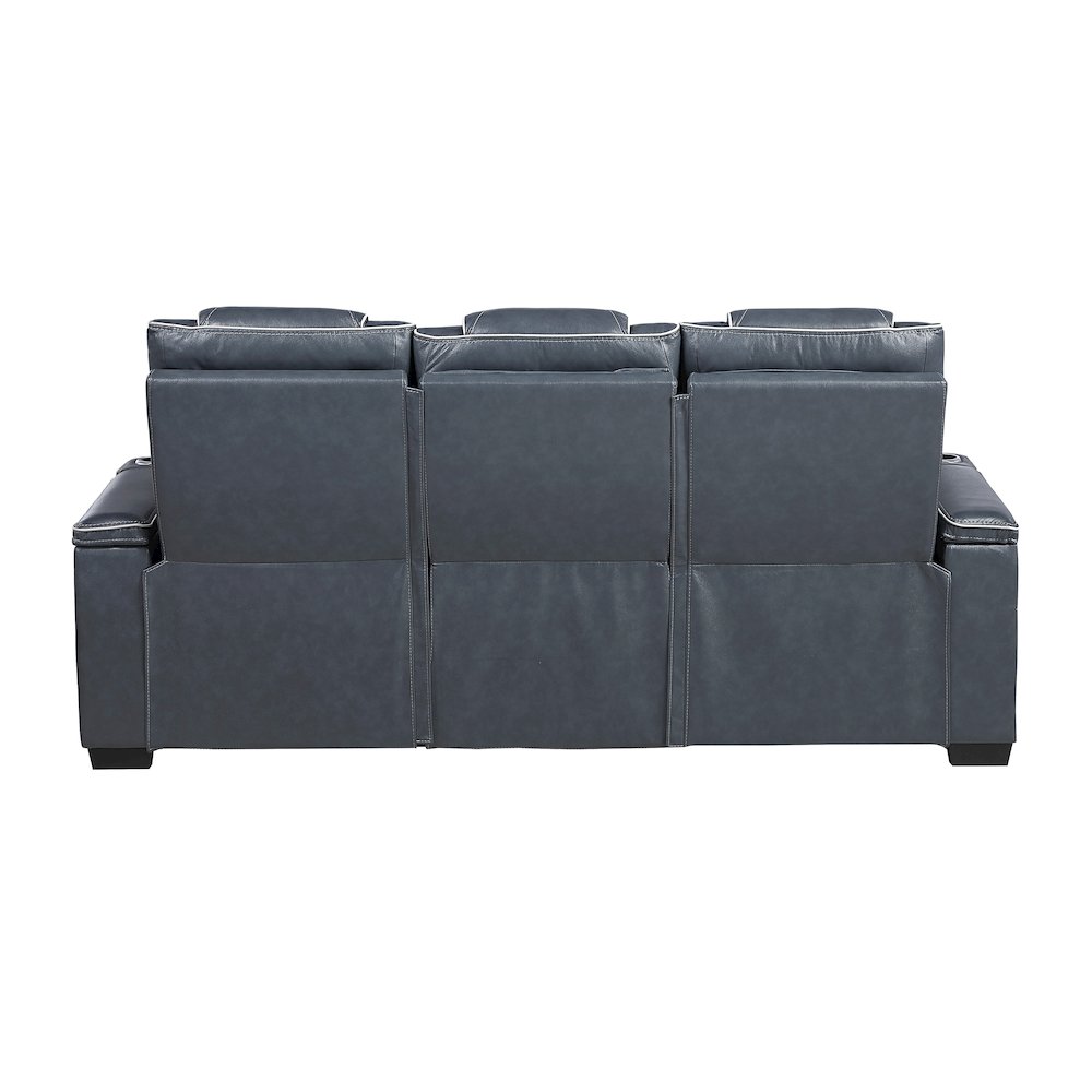 Apex Leather 3pc Set: Sofa, Love, Chair in Blue