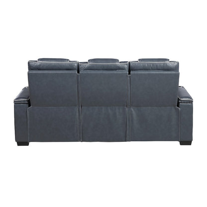 Apex Leather 3pc Set: Sofa, Love, Chair in Blue