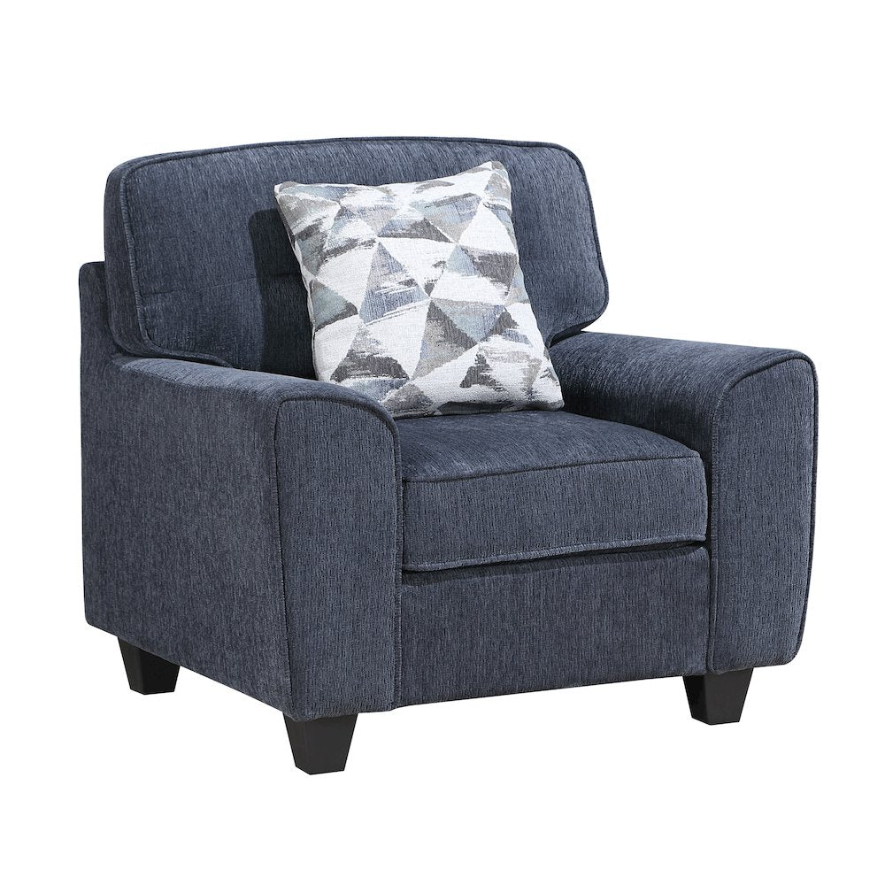 Bennett Chenille 3pc Set: Sofa, Love, Chair in Blue