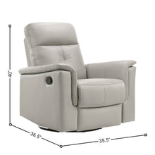 Silver Leather Swivel Glider Recliner, Elegant Leather Recliner Chair