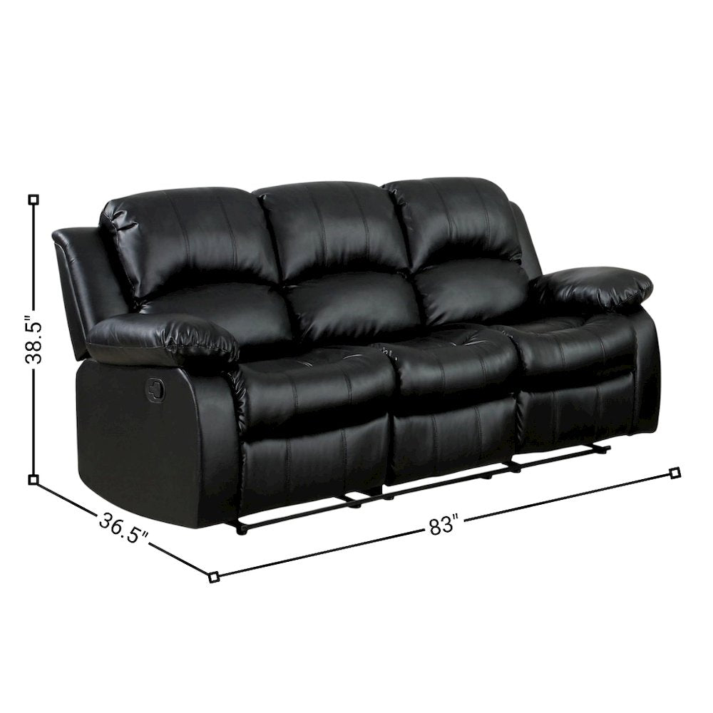 Black Leather Recliner Sofa, Elegant Sofa Recliner for Living Rooms