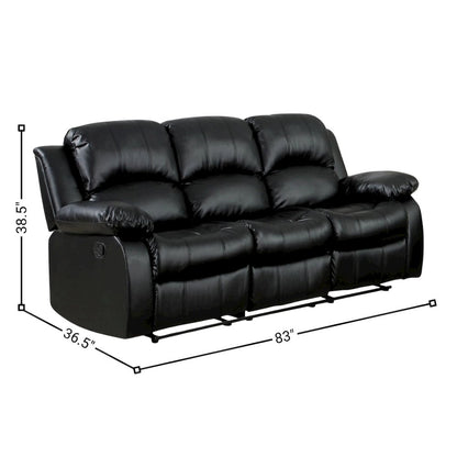 Black Leather Recliner Sofa, Elegant Sofa Recliner for Living Rooms