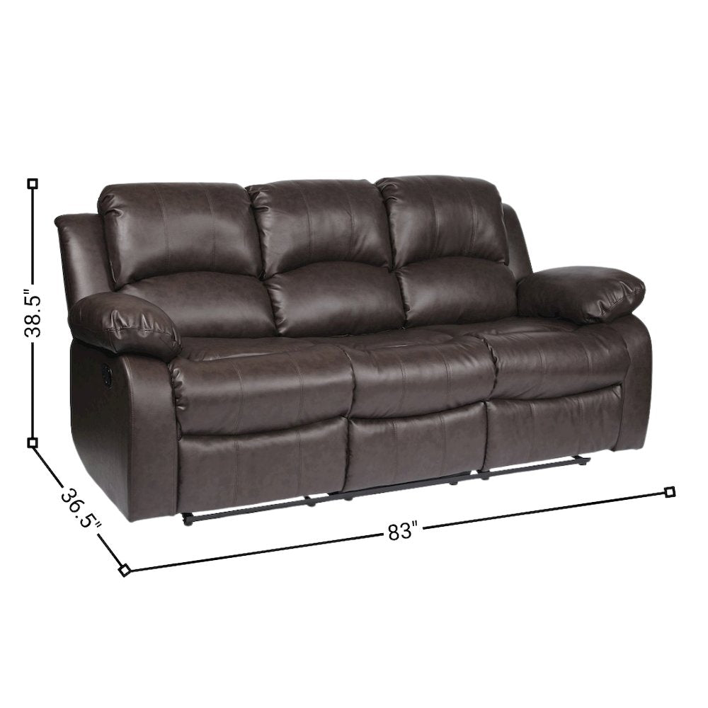 Brown Leather Recliner Sofa, Elegant Sofa Recliner for Living Rooms