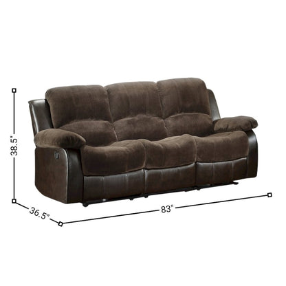 Brown Reclining Sofa, Overstuffed 3 Seater Couch with Plush Comfort