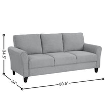 Dark Gray Upholstered 3 Seater Couch, Elegant Small Sofa Couch for Living Rooms