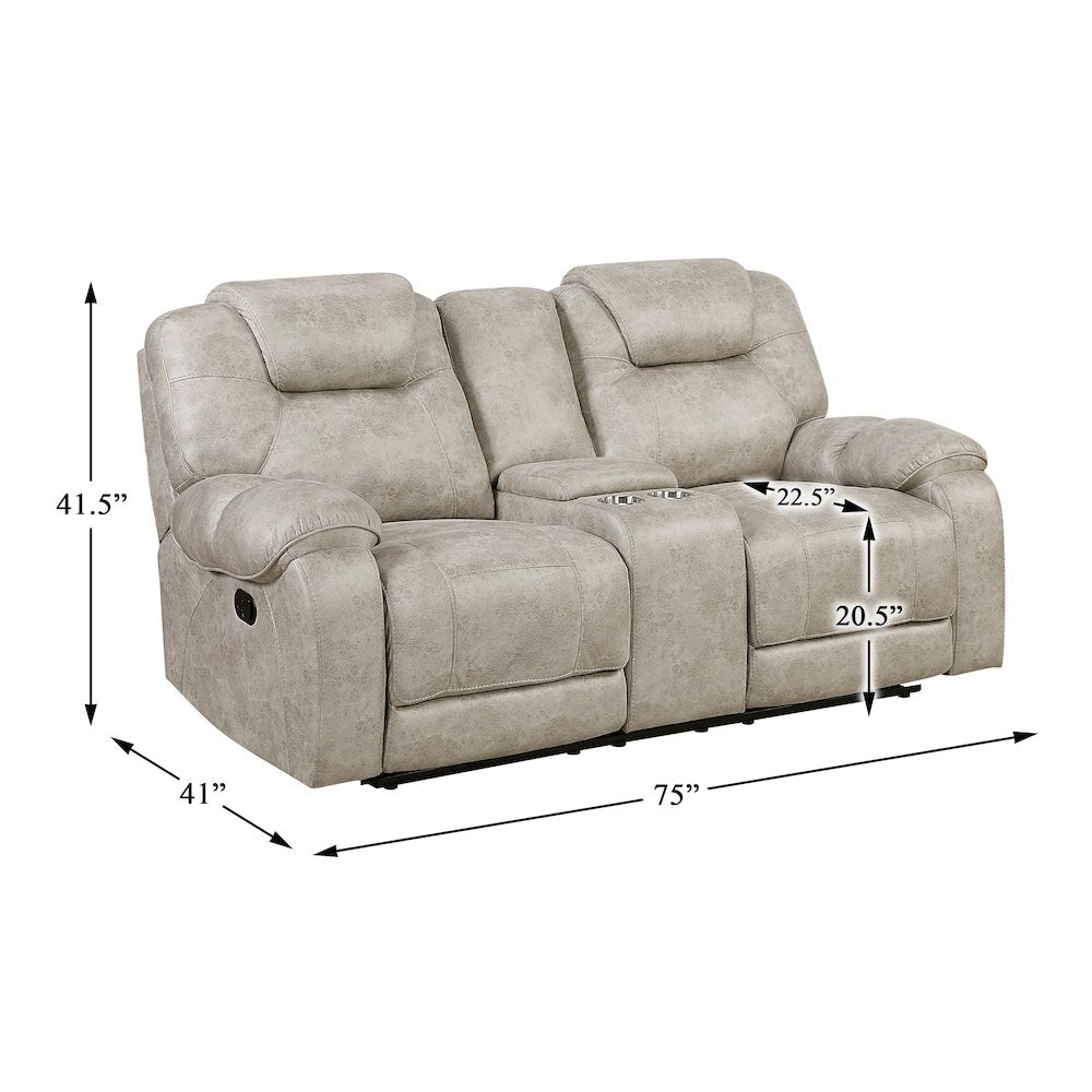 Gainesville Microfiber 2pc Set: Sofa, Love in Pewter
