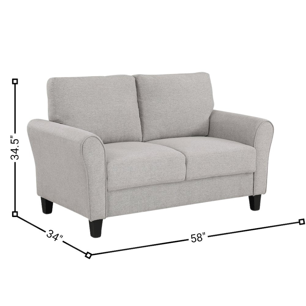 Sand Finished Upholstered Love Seat, Small Loveseat Sofa for Compact Spaces