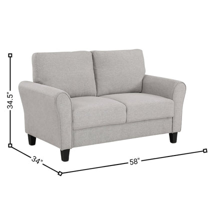 Sand Finished Upholstered Love Seat, Small Loveseat Sofa for Compact Spaces